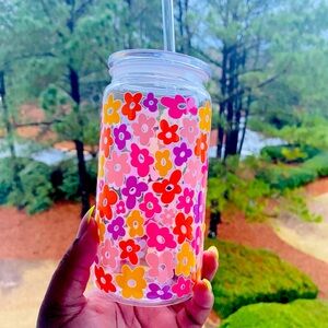 🌸 Floral Acrylic Tumbler with Straw 🌸